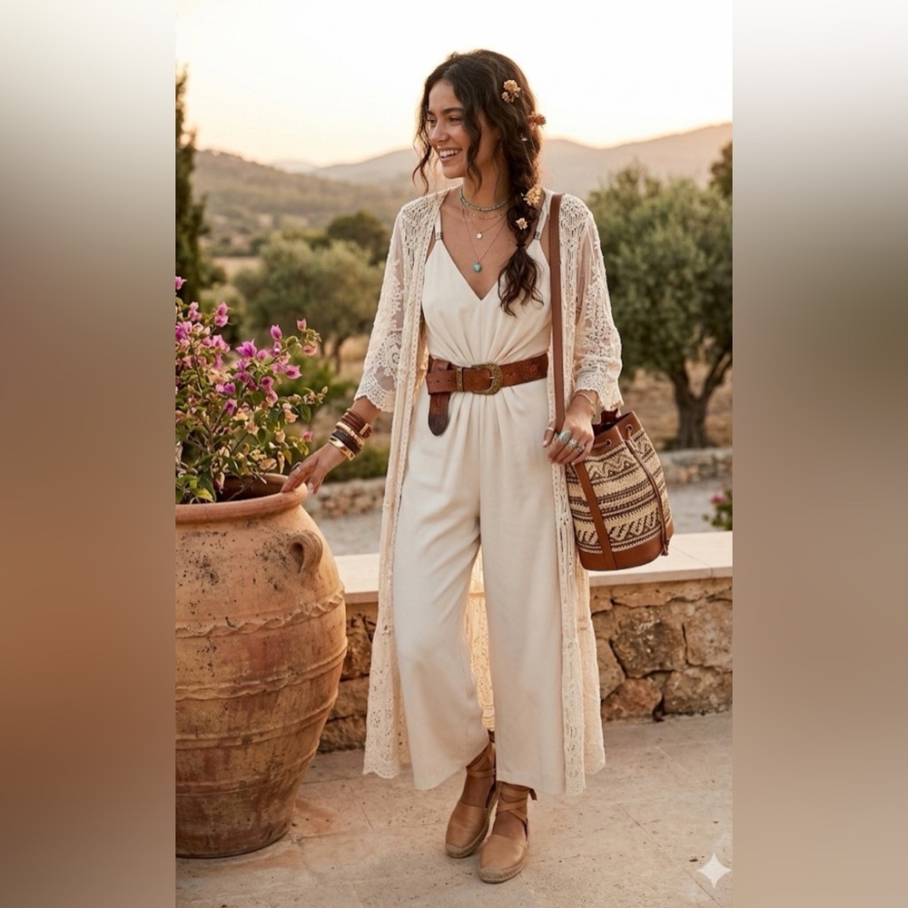 Zara sleeveless wide-leg jumpsuit with side cut-outs and a V-neckline Med size